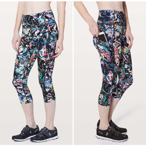 lululemon athletica Pants - Lululemon Fast & Free Crop II Nulux 19" Color Crush Multi Size 4 Run Gym Cardio